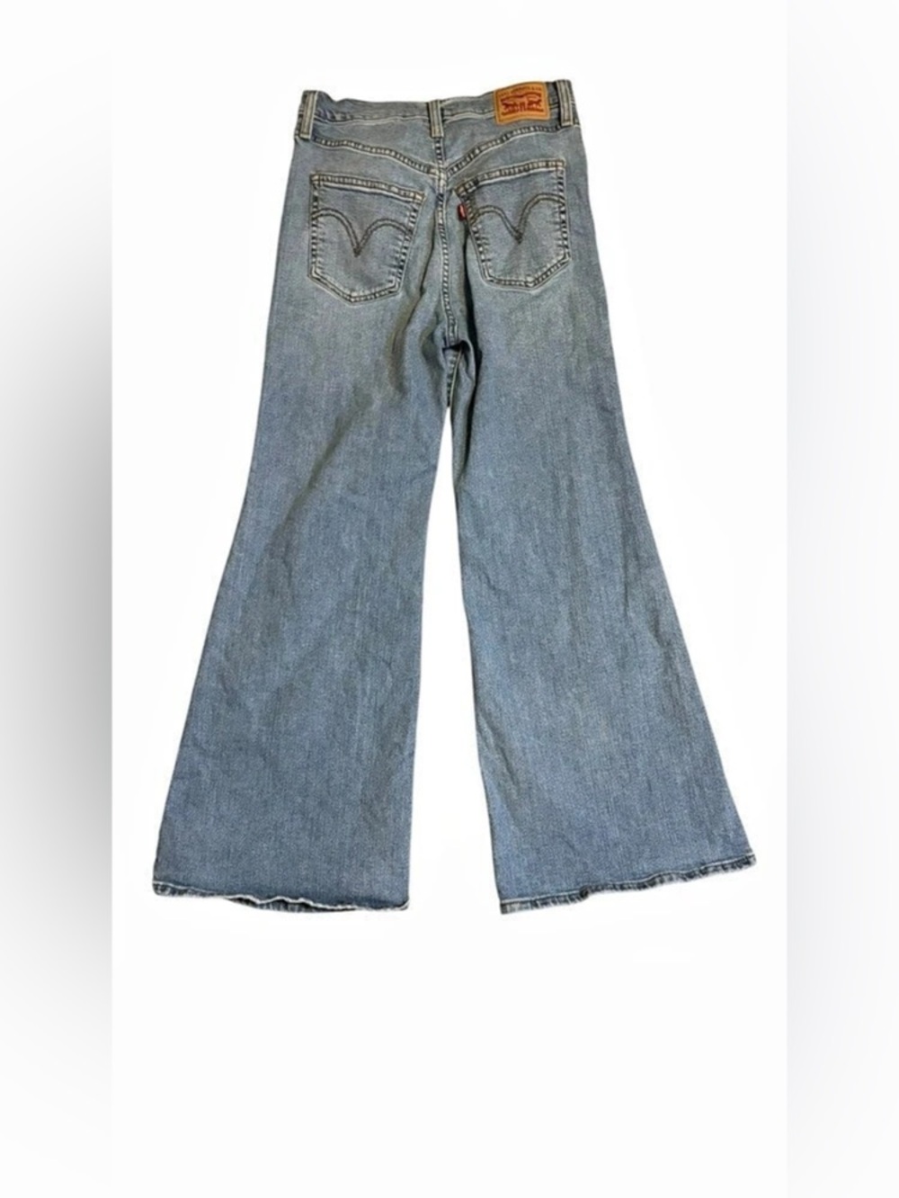 Levi’s Ribcage Bell Jeans Women’s Size 28 Light Wash Distressed Flare - Picture 7 of 9